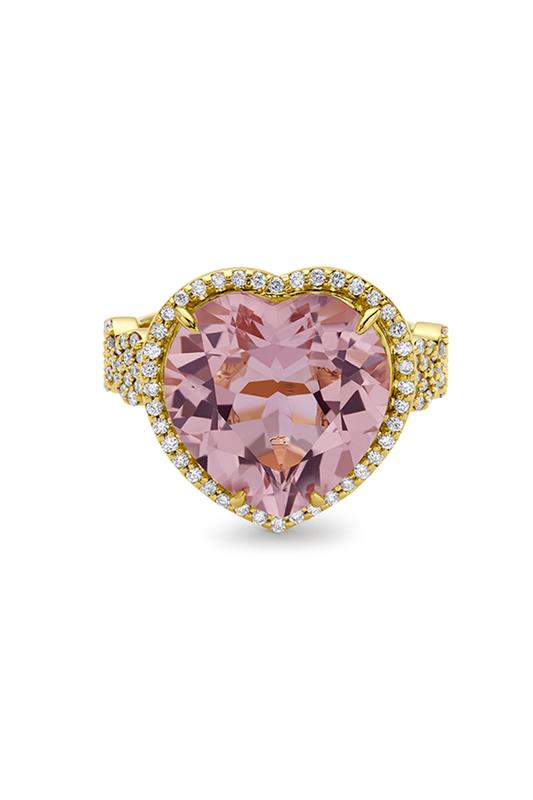 BUDDHA MAMA-Morganite Diamond Heart Ring-YELLOW GOLD