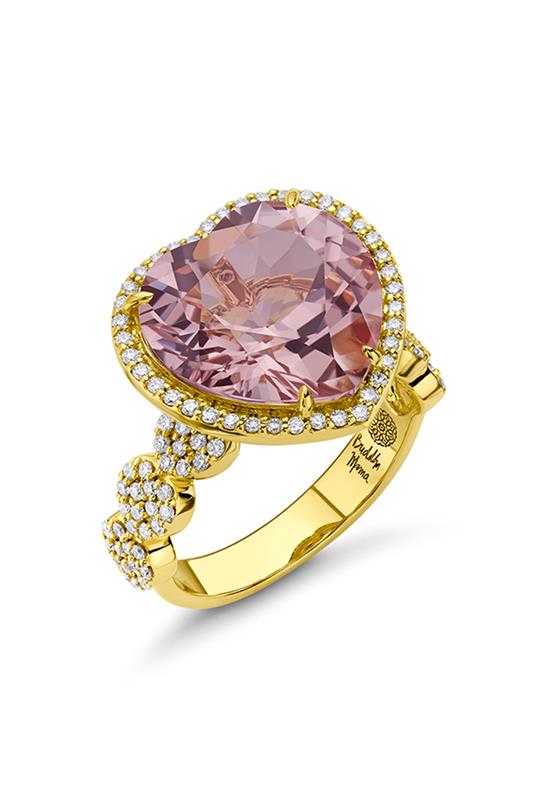 Morganite Diamond Heart Ring