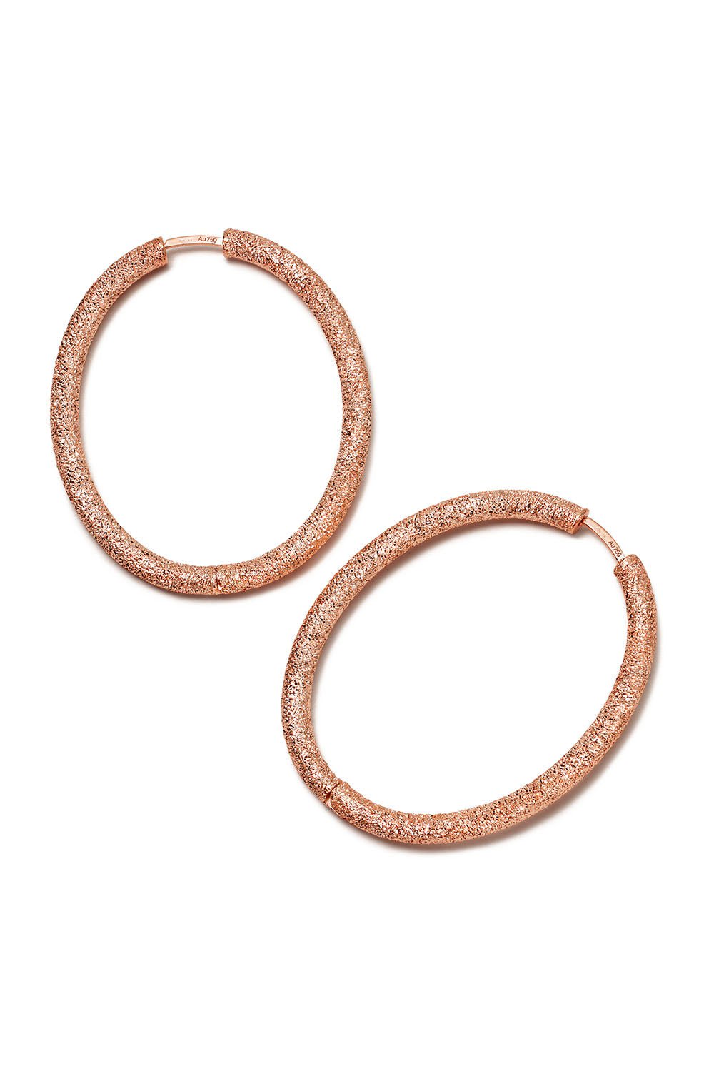 CAROLINA BUCCI-Florentine Finish Large Oval Hoop Earrings-ROSE GOLD