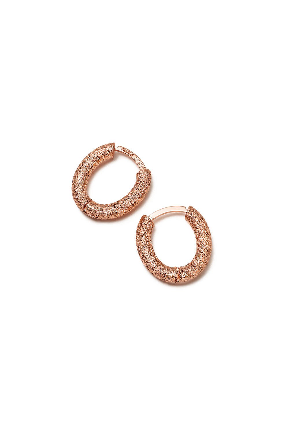 CAROLINA BUCCI-Florentine Finish Oval Huggy Earrings-ROSE GOLD