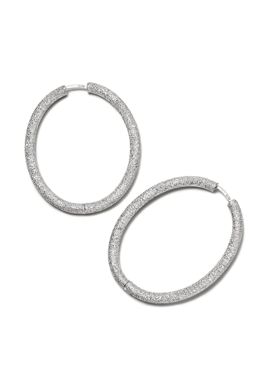 CAROLINA BUCCI-Florentine Finish Large Oval Hoop Earrings-WHITE GOLD