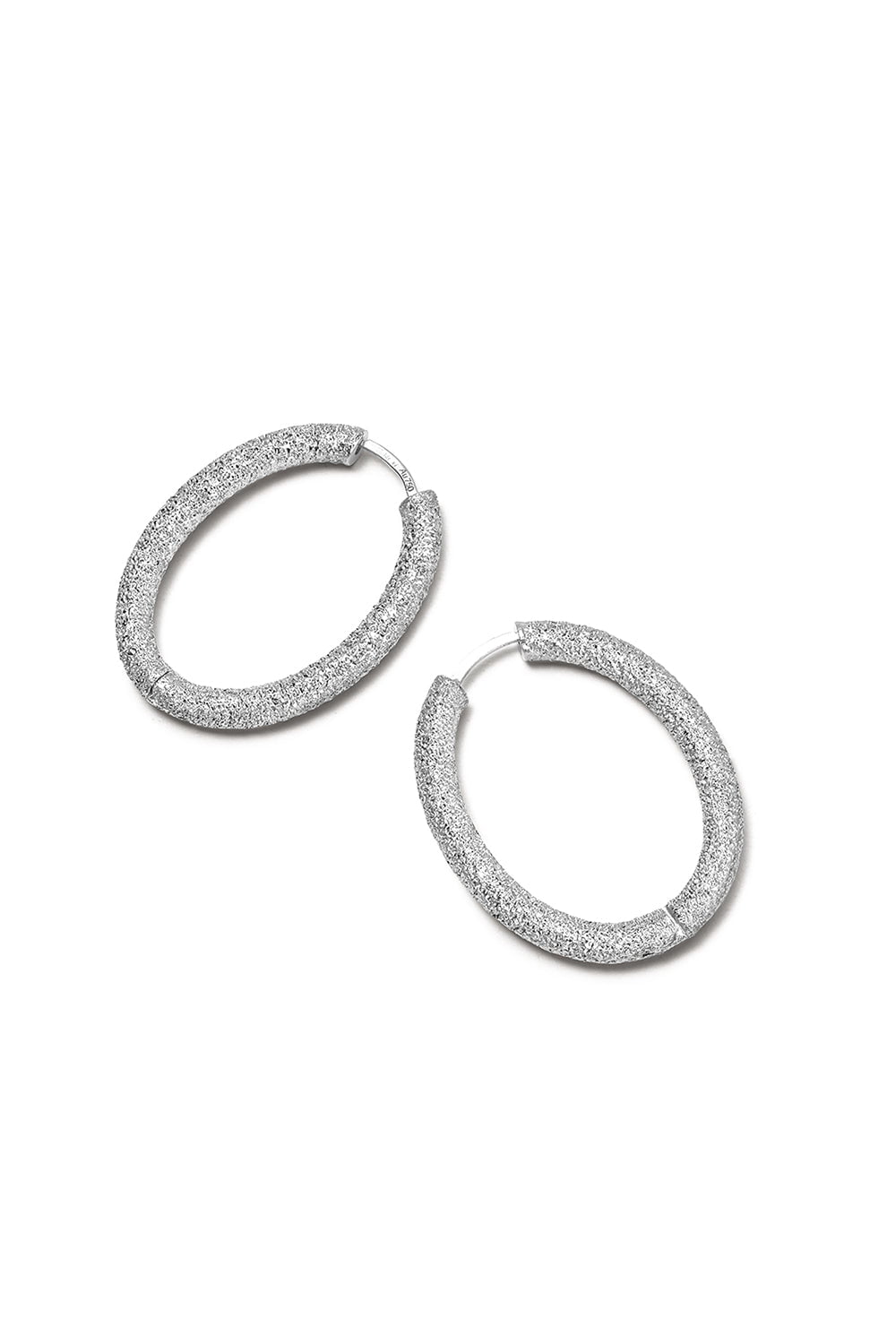 CAROLINA BUCCI-Florentine Finish Small Oval Hoop Earrings-WHITE GOLD