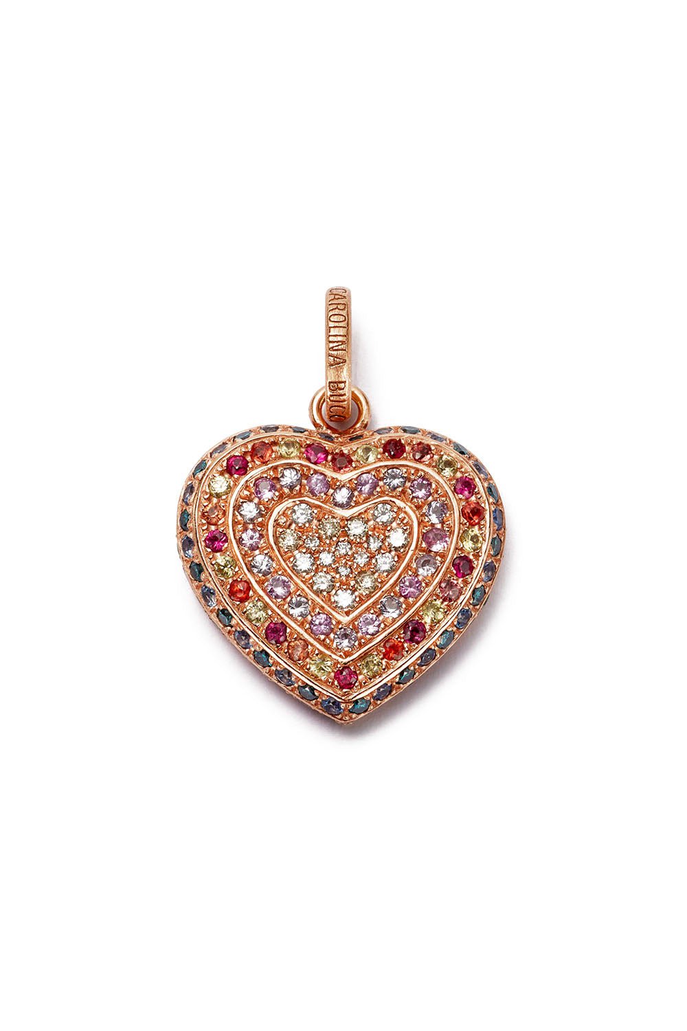 CAROLINA BUCCI-Small Rainbow Pavé Small Cuore Pendant-ROSE GOLD