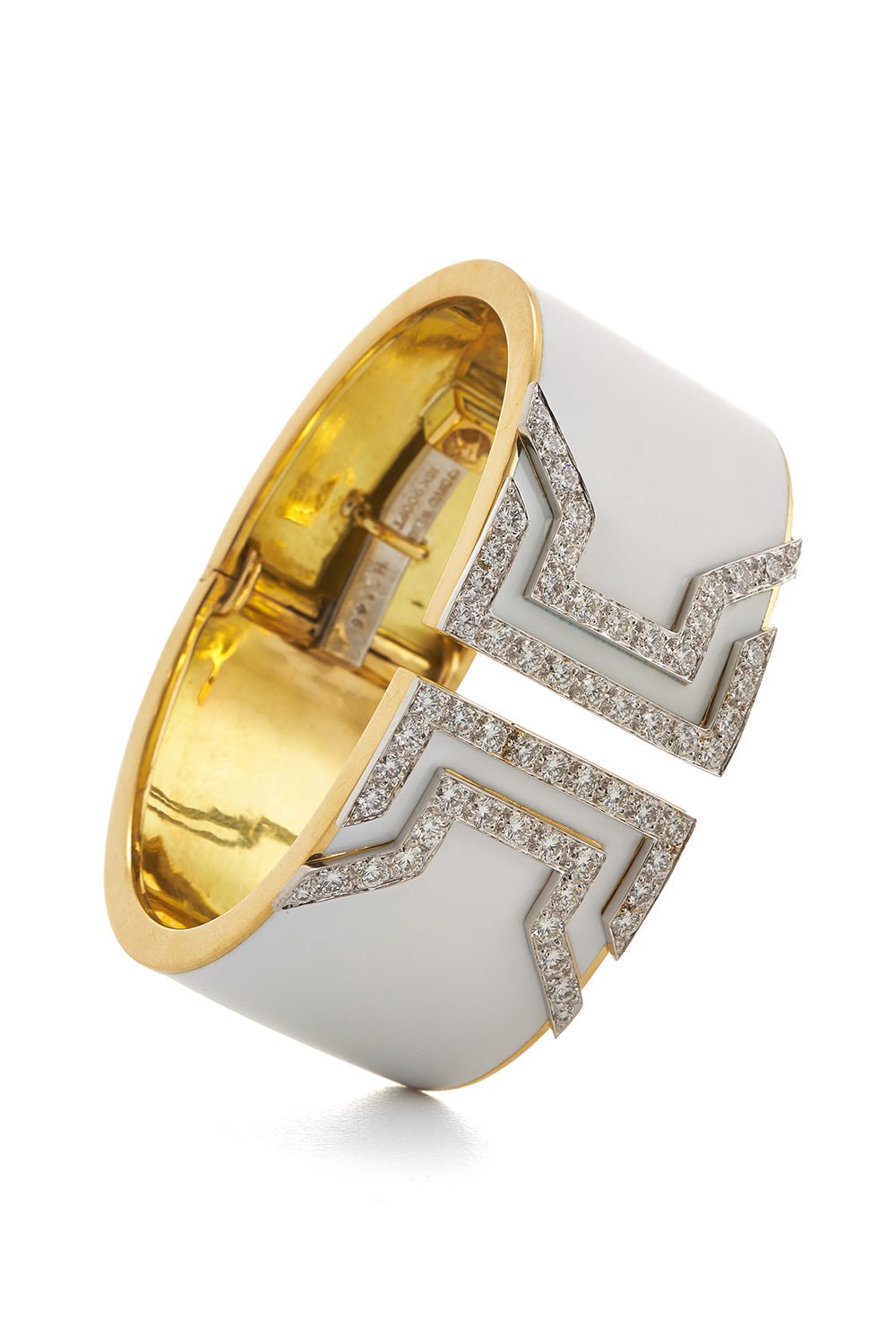 DAVID WEBB-Diamond White Electra Cuff Bracelet-YELLOW GOLD