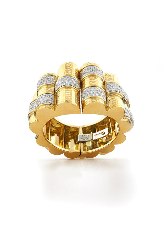 DAVID WEBB-Diamond Woven Bracelet-YELLOW GOLD