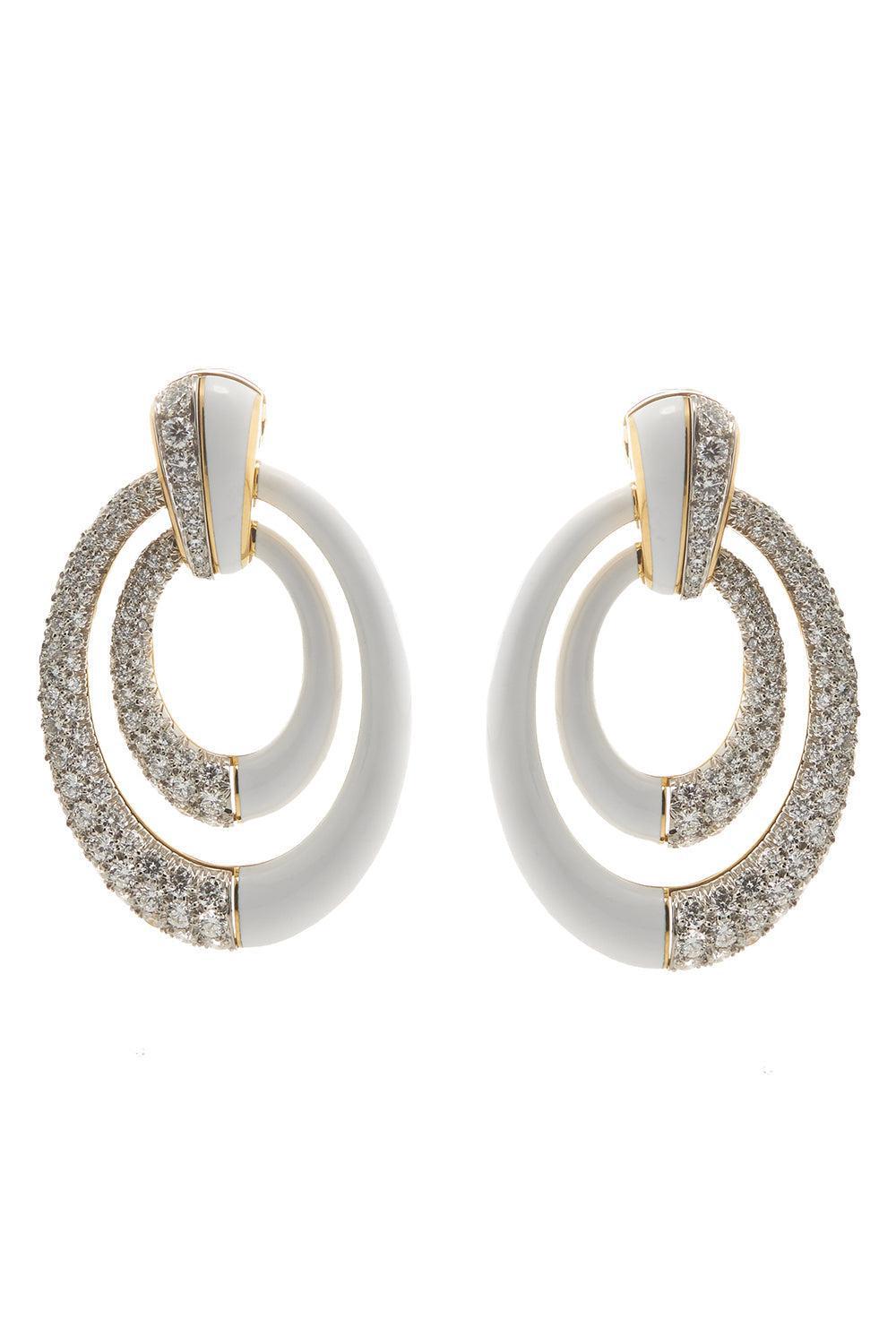 DAVID WEBB-White Persaphone Earrings-YELLOW GOLD