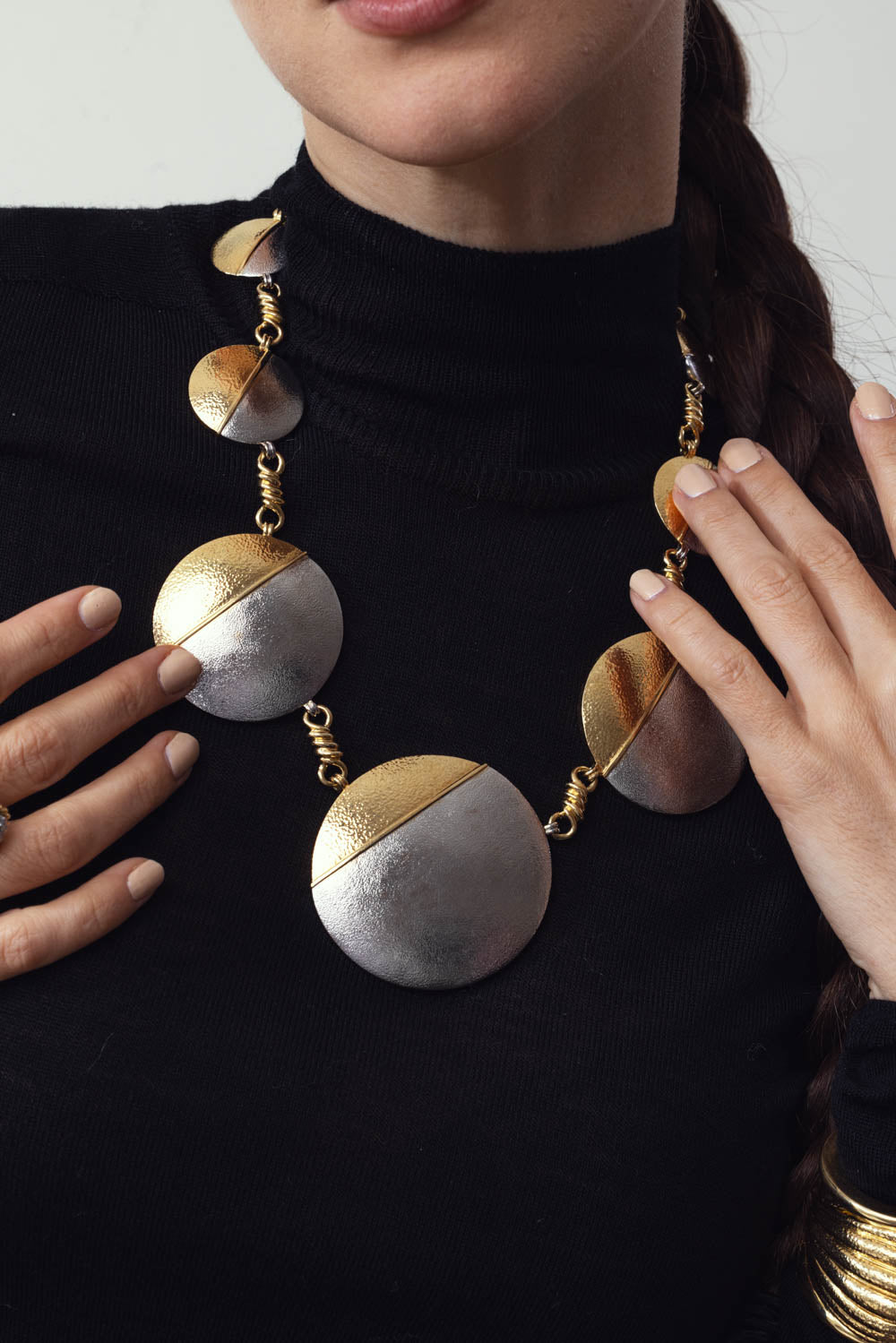 DAVID WEBB-Hammered Lunar Eclipse Necklace-YELLOW GOLD