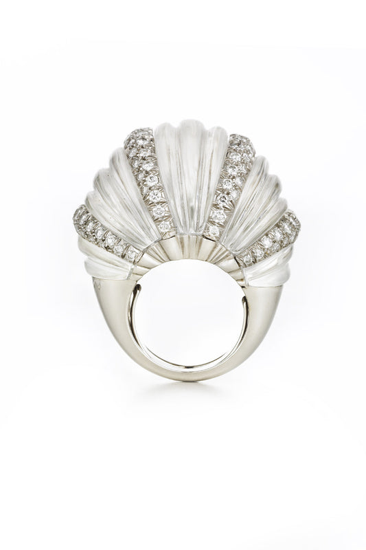 DAVID WEBB-Rock Crystal Diamond Hutton Ring-WHITE GOLD