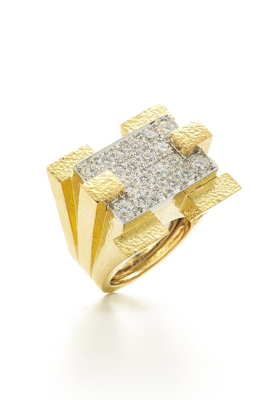 DAVID WEBB-Diamond Scaffold Ring-YELLOW GOLD