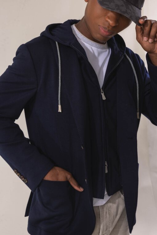 Hooded Dickey Jacket - Blue-BLUE-50-MENSCLOTHINGJACKET-ELEVENTY