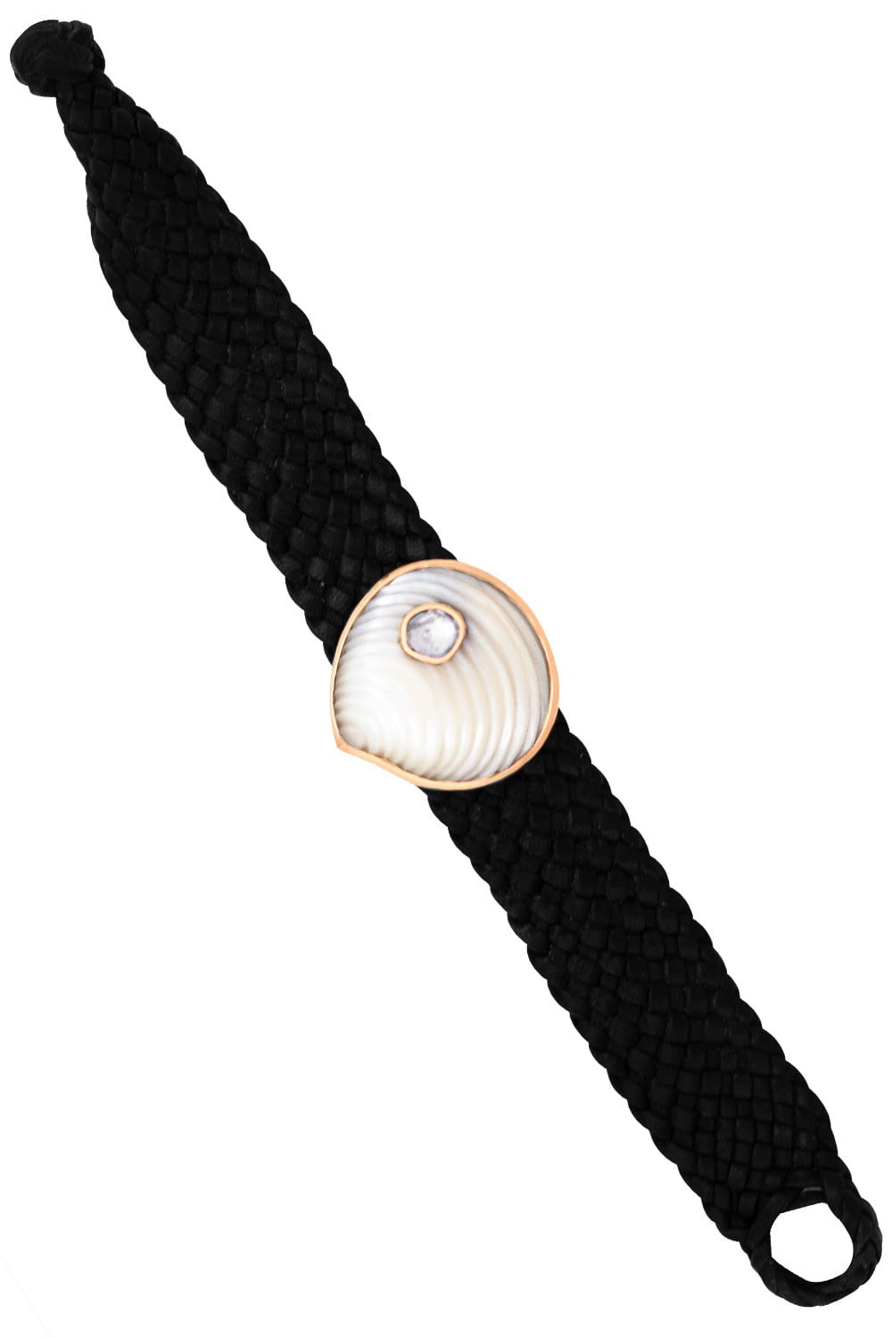 DEZSO BY SARA BELTRAN-Grande Diamond Pearl Shell Leather Bracelet-ROSE GOLD