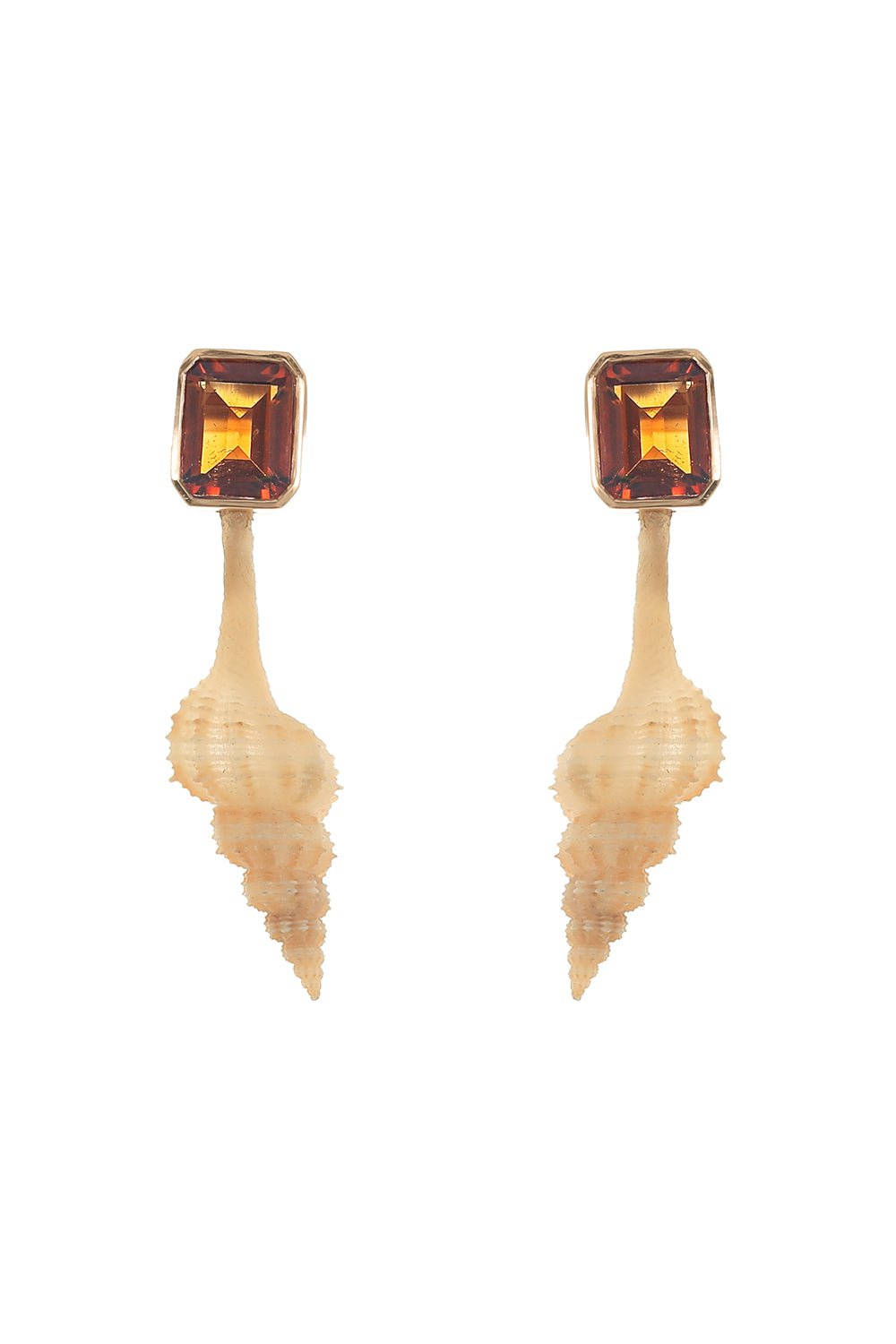 DEZSO BY SARA BELTRAN-Citrine Grande Murex Shell Earrings-ROSE GOLD