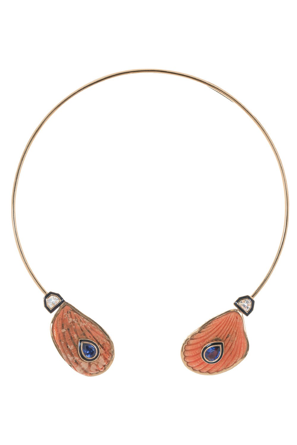 DEZSO BY SARA BELTRAN-Sapphire Coral Lima Shell Necklace-ROSE GOLD