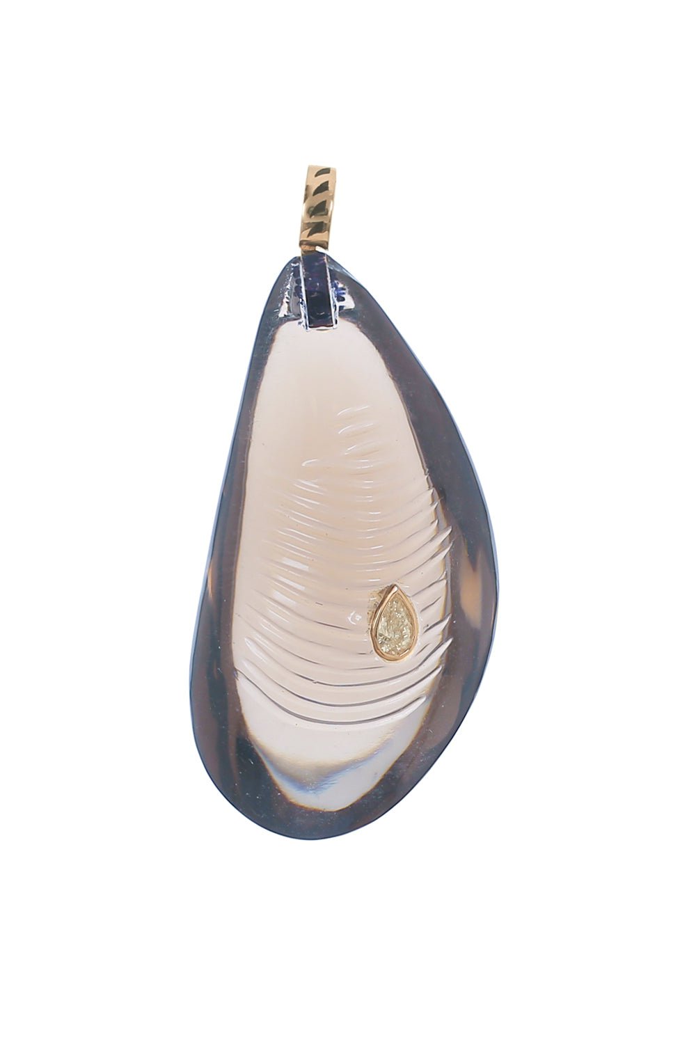 DEZSO BY SARA BELTRAN-Carved Mussel Shell Diamond Pendant-ROSE GOLD