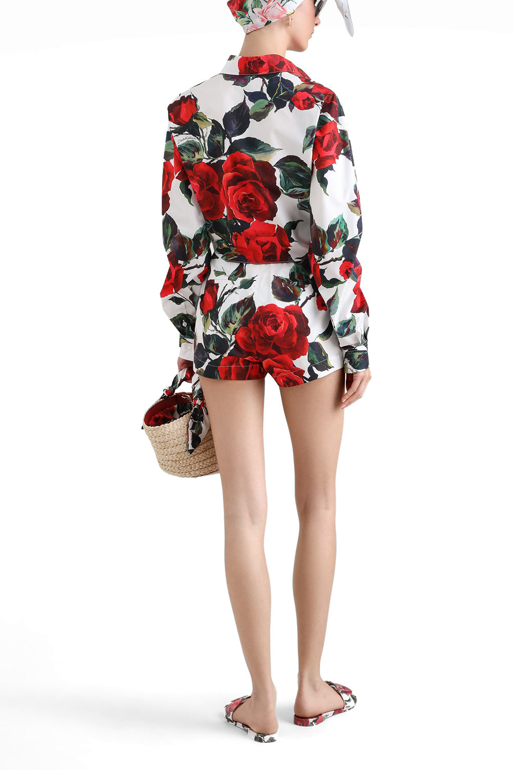 LONG SLEEVE ROSE CROPPED BLOUSE-ROSAROSS-38-CLOTHINGTOPBLOUSE-DOLCE & GABBANA