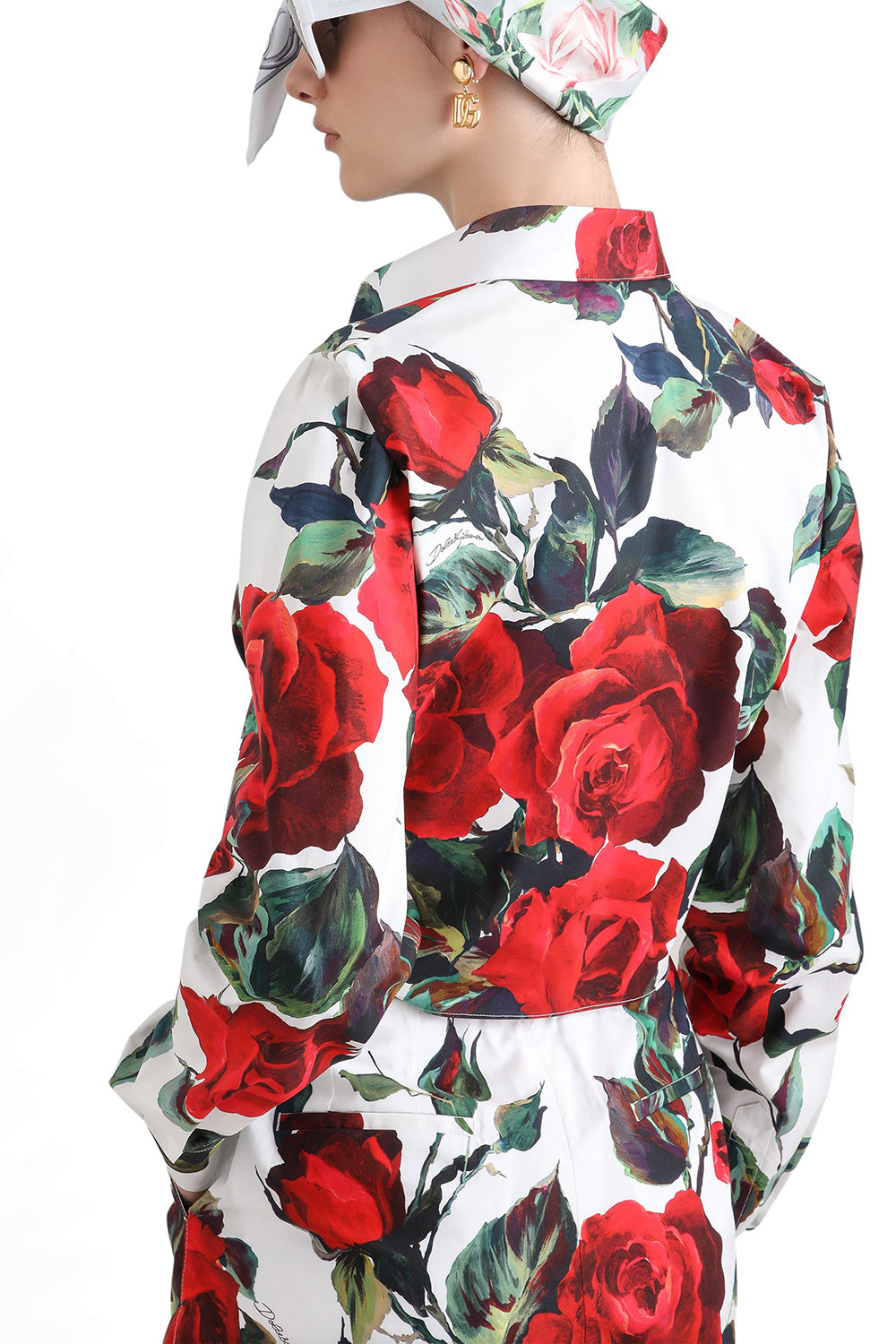 LONG SLEEVE ROSE CROPPED BLOUSE-ROSAROSS-38-CLOTHINGTOPBLOUSE-DOLCE & GABBANA