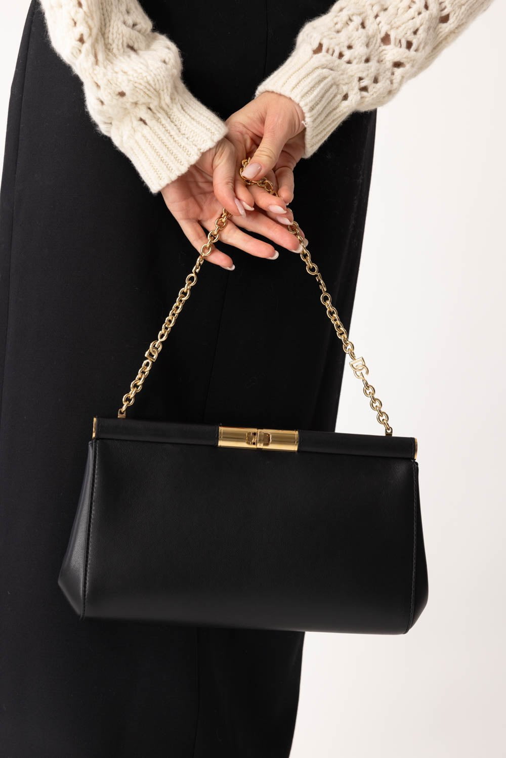 DOLCE & GABBANA-Medium Marlene Clutch - Black-NERO