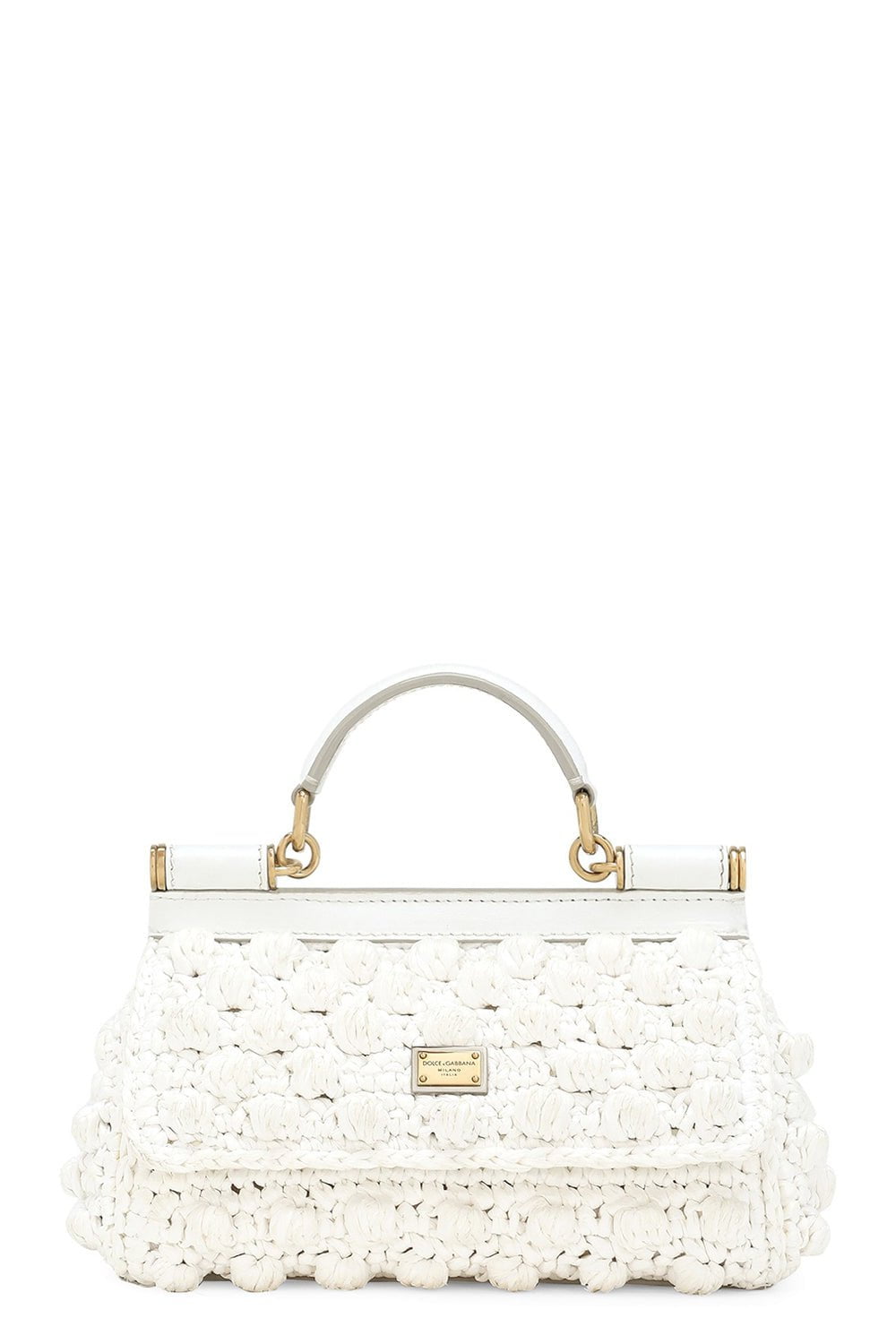 DOLCE & GABBANA-Small Sicily Bag - White Crochet-WHT/WHT