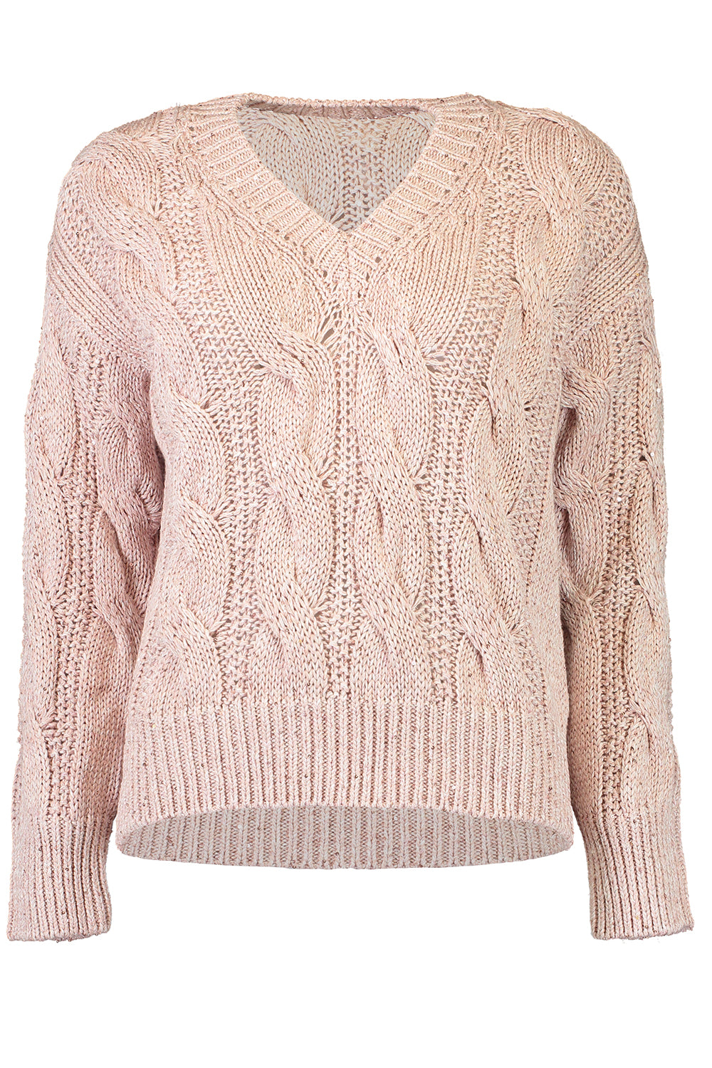 V-Neck Sweater-NUDE-XS-CLOTHINGTOPKNITS-ELEVENTY