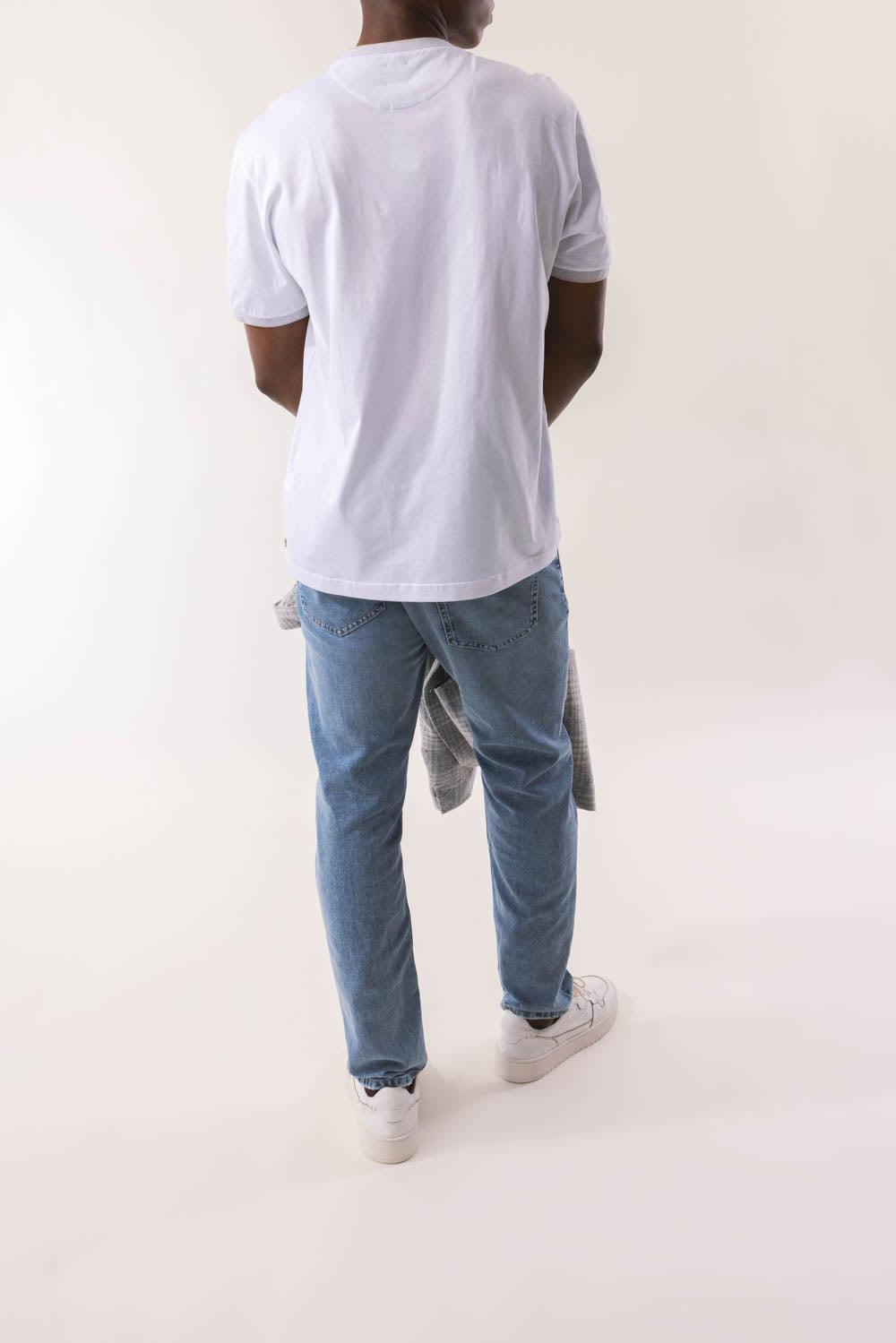 ELEVENTY-Tipping Collar Tee - White Gray Sand-