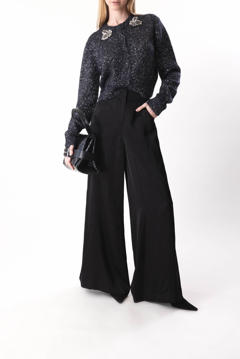 ERDEM-Embellished Cropped Cardigan - Black-