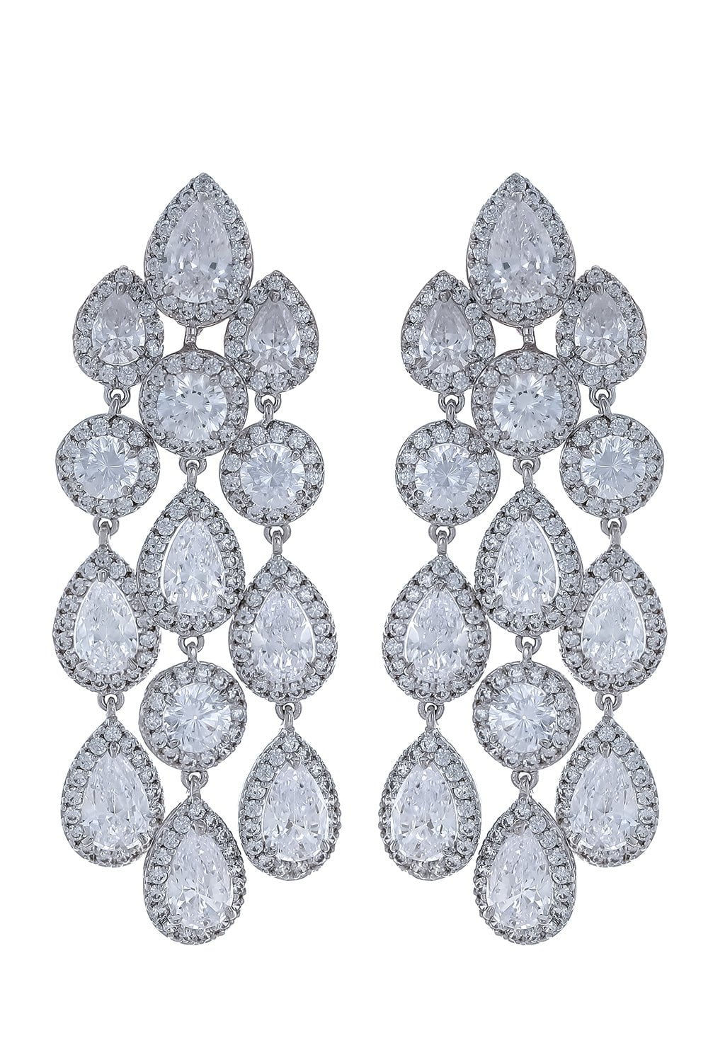 FANTASIA by DESERIO-Pear Chandelier Earrings-WHITE