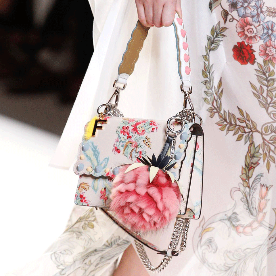 FENDI-Flower Fur Key Chain-MULTI