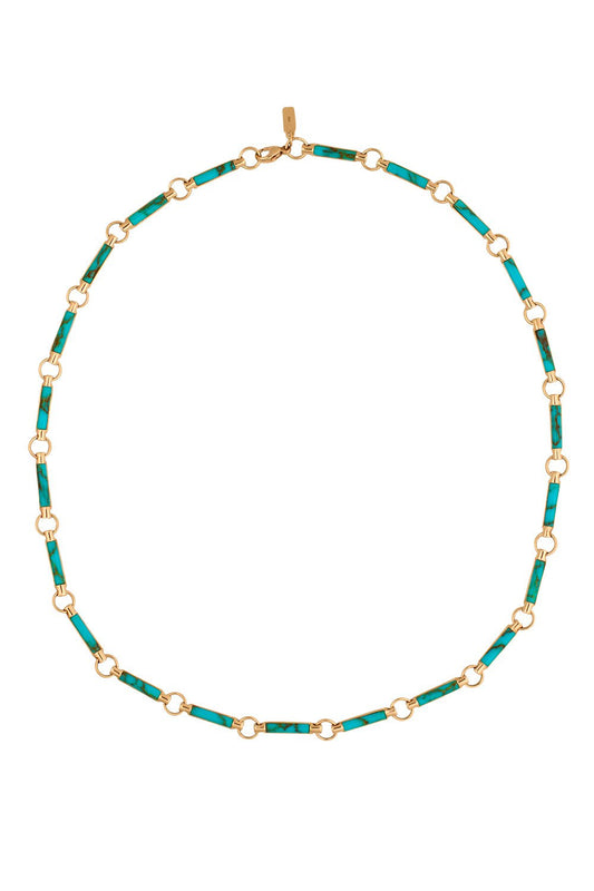 FOUNDRAE-Turquoise Element Chain Choker-YELLOW GOLD