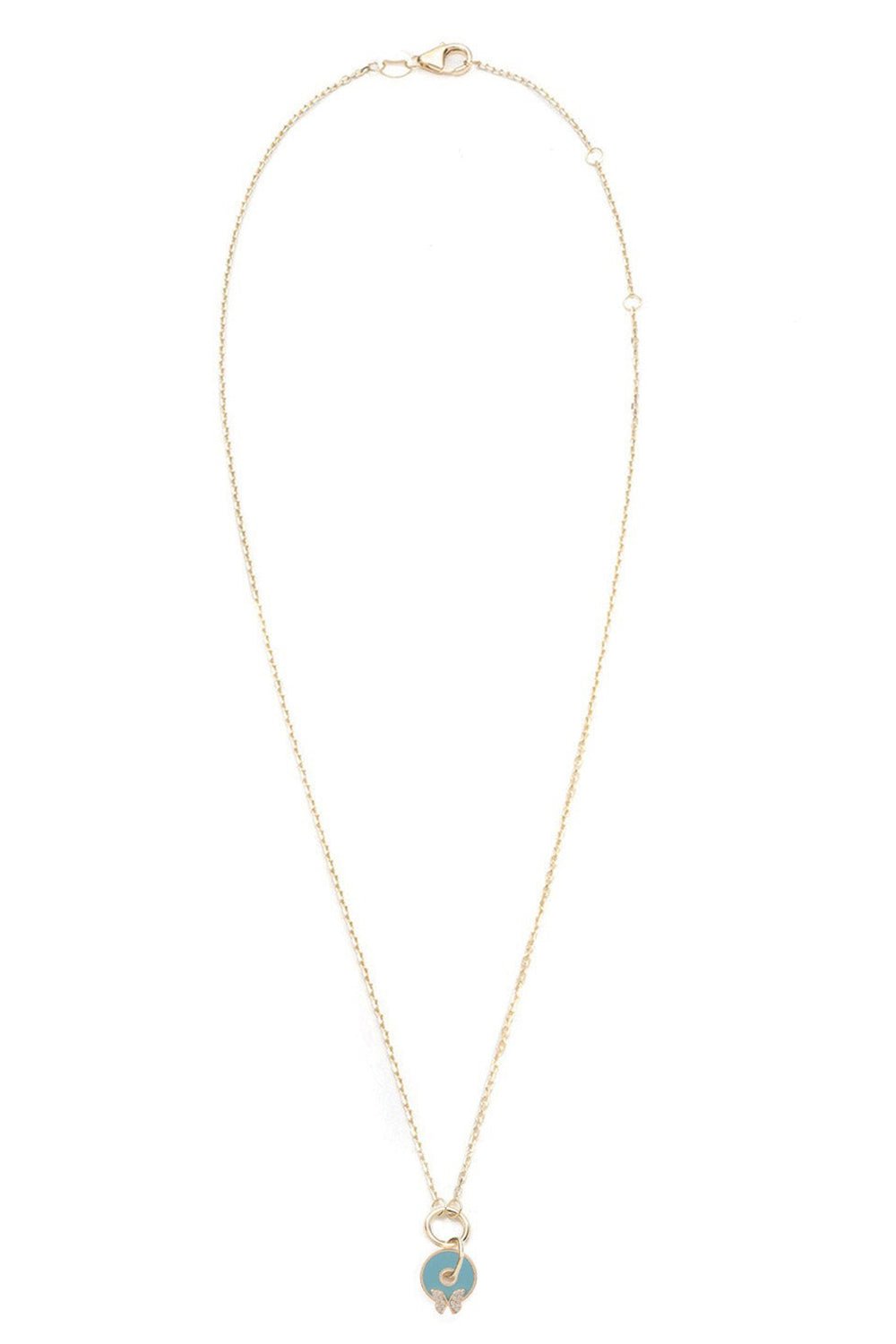 FOUNDRAE-Butterfly Symbol Disk Drop Necklace - Reverie-YELLOW GOLD