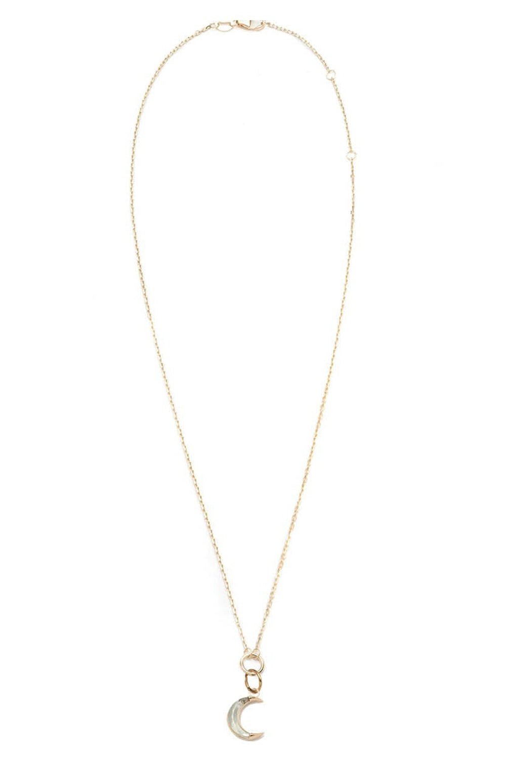 FOUNDRAE-Fine Layer Prasiolite Crescent Necklace - Karma-YELLOW GOLD