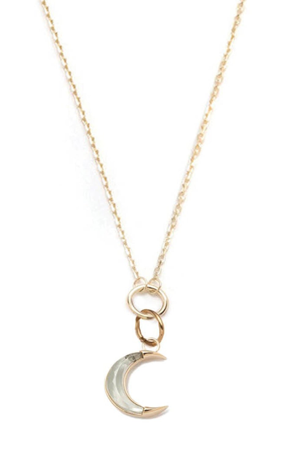 FOUNDRAE-Fine Layer Prasiolite Crescent Necklace - Karma-YELLOW GOLD