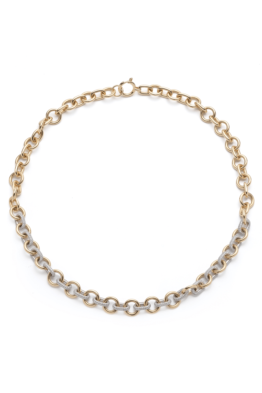 FOUNDRAE-Medium Mix Pave Link Necklace-YELLOW GOLD