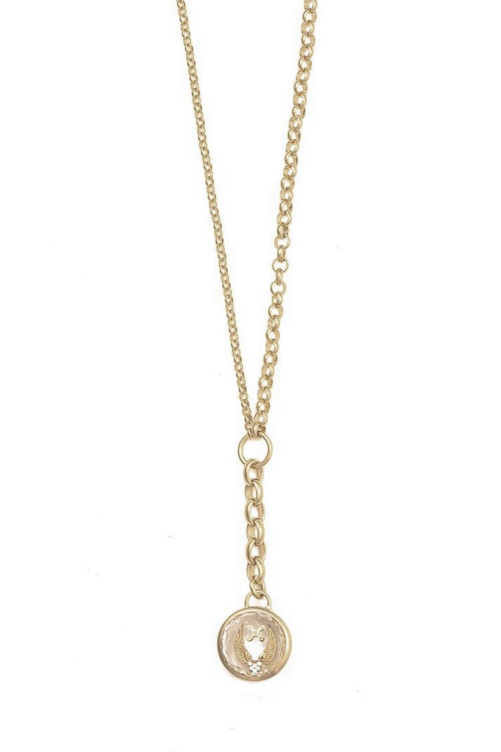 FOUNDRAE-Medium Mixed Belcher Extension Medallion Chain Necklace-YELLOW GOLD