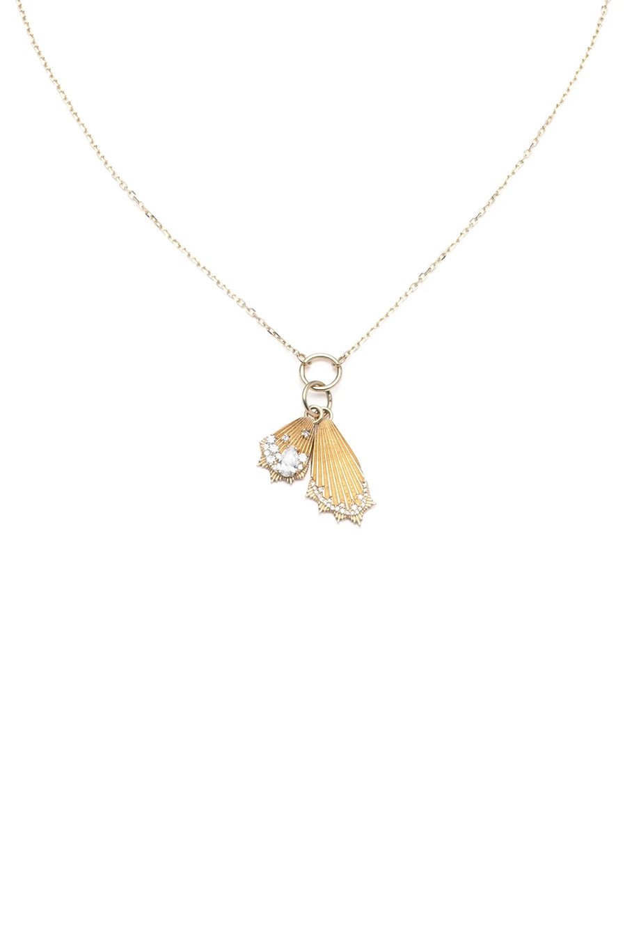 FOUNDRAE-Mini Diamond Butterfly Wings Necklace-YELLOW GOLD