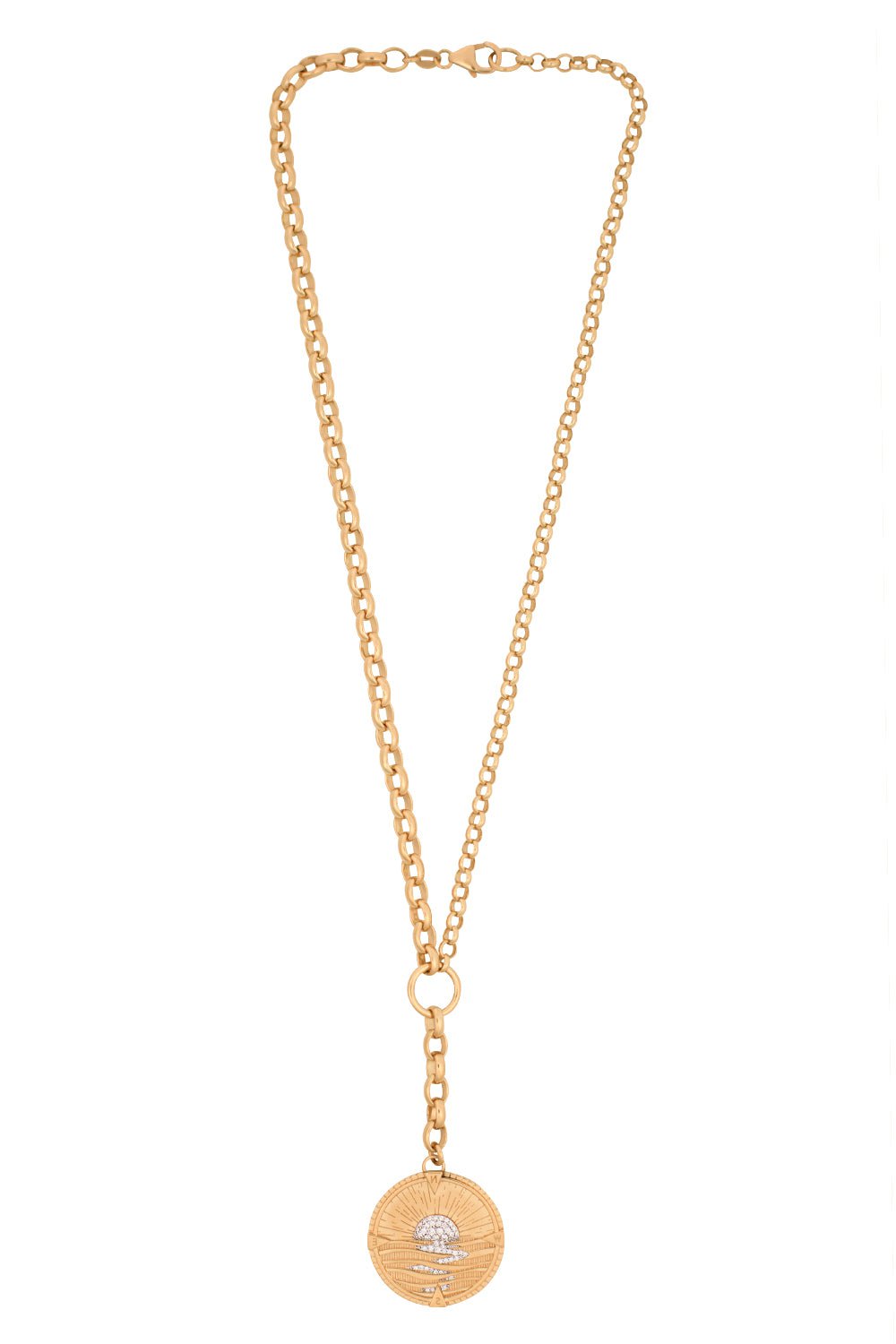 FOUNDRAE-New Beginnings - Internal Compass Heavy Mixed Belcher Extension Chain Necklace-YELLOW GOLD