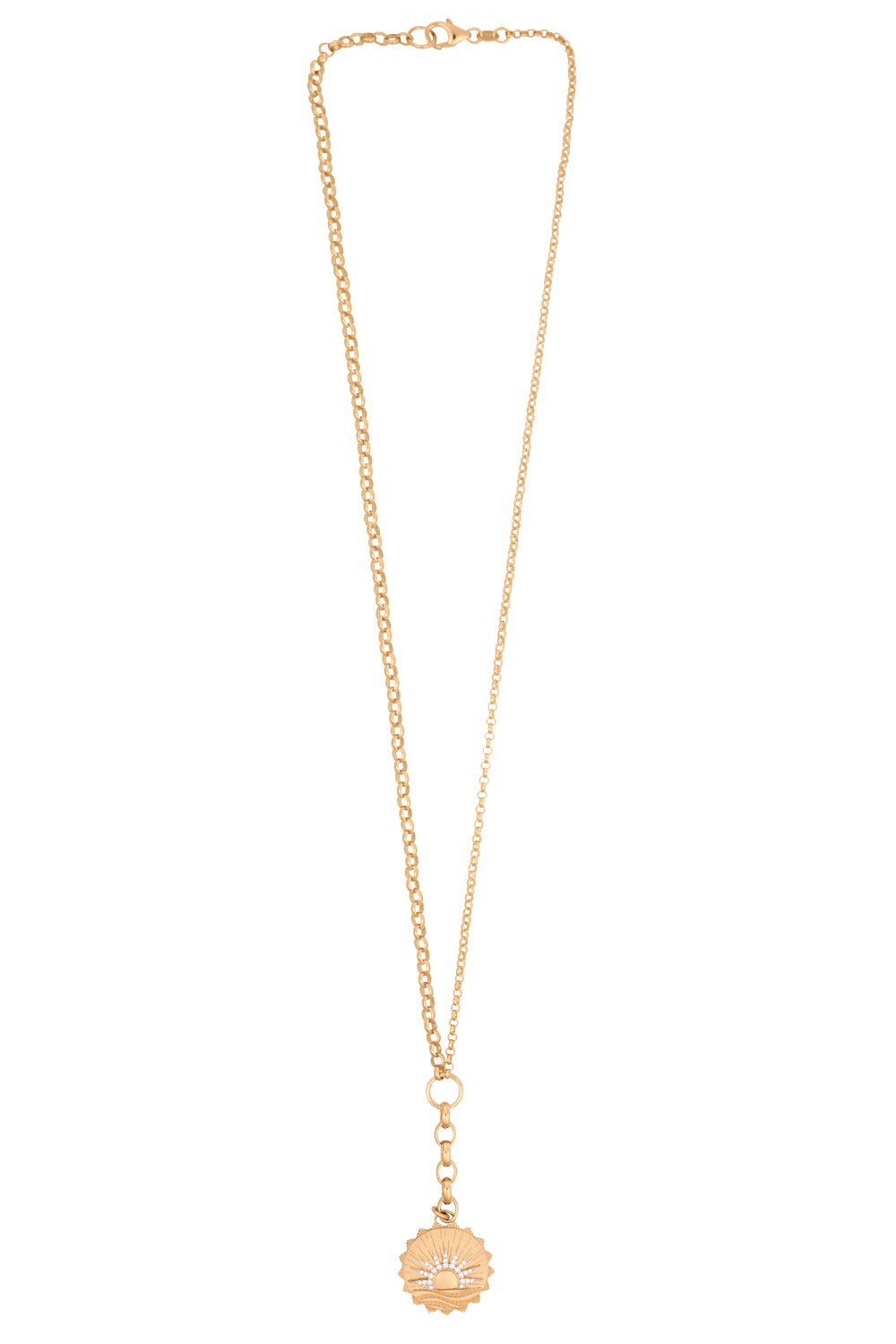 FOUNDRAE-New Beginnings - Internal Compass Medium Mixed Belcher Extension Chain Necklace-YELLOW GOLD