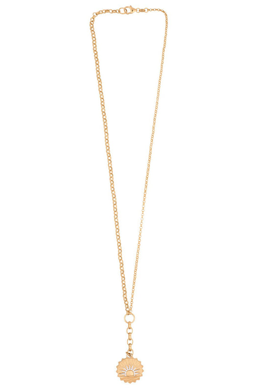 FOUNDRAE-New Beginnings - Internal Compass Medium Mixed Belcher Extension Chain Necklace-YELLOW GOLD