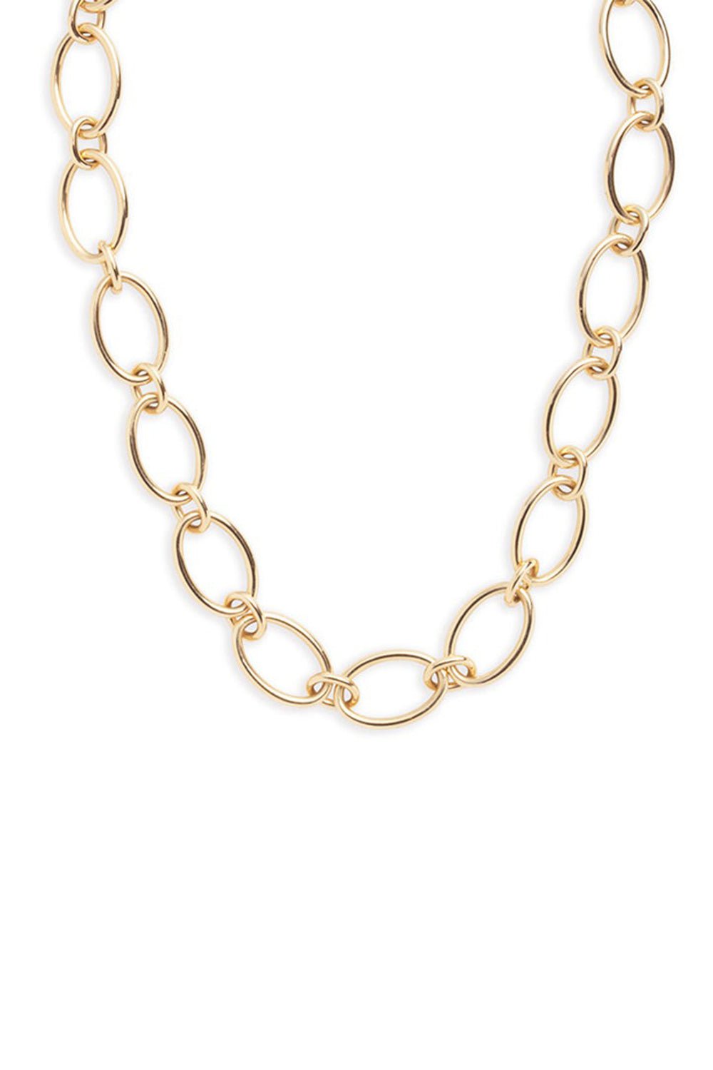 FOUNDRAE-Oval Chain Link Necklace-YELLOW GOLD