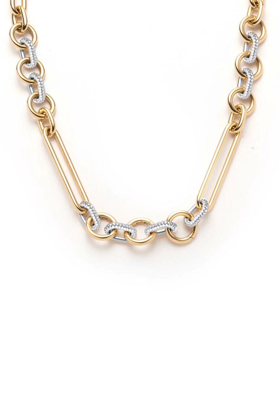 FOUNDRAE-Oversized Mixed Clip Chain Necklace-YELLOW GOLD