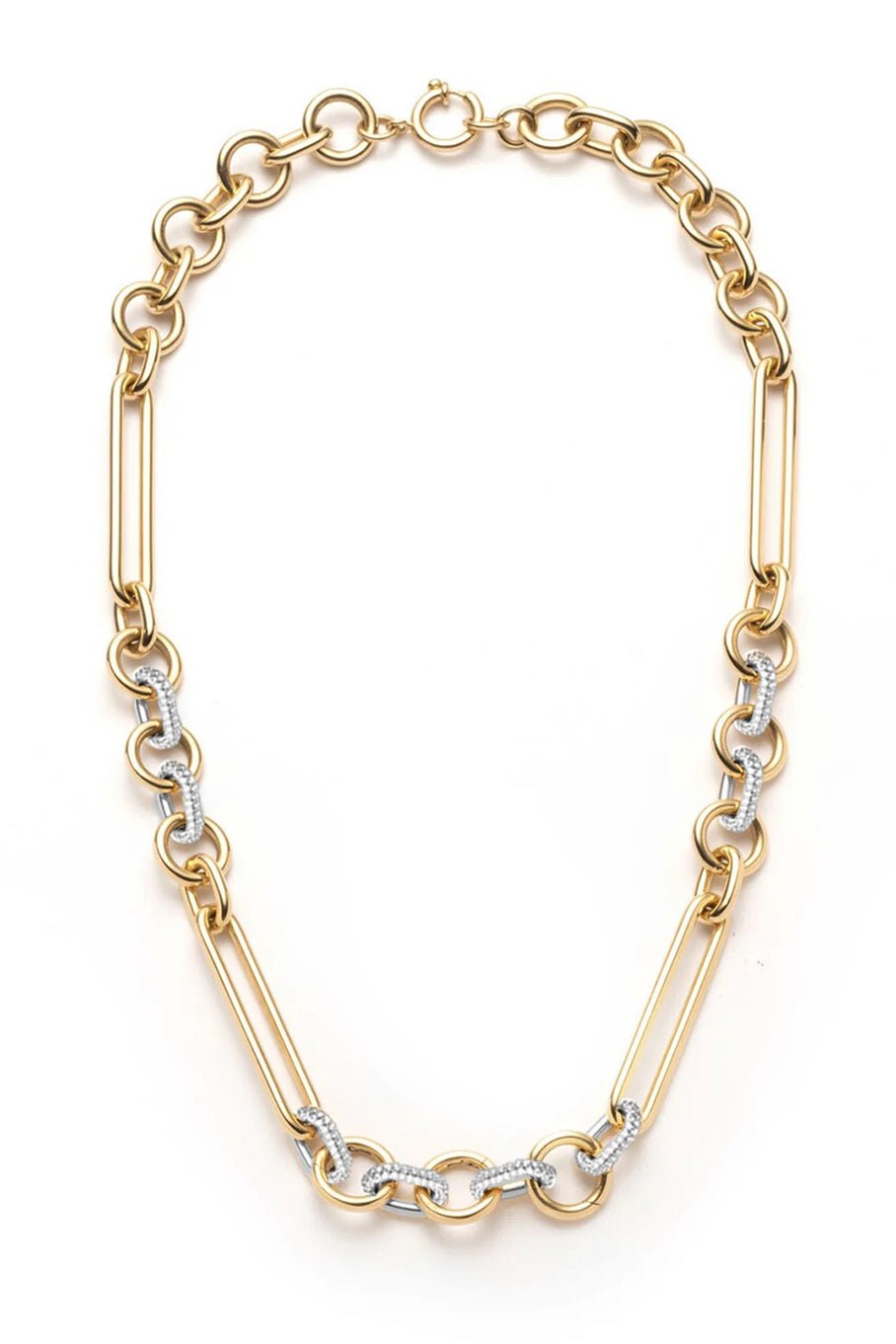 FOUNDRAE-Oversized Mixed Clip Chain Necklace-YELLOW GOLD