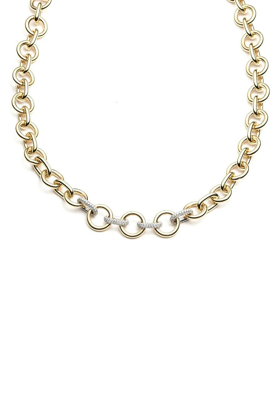 FOUNDRAE-Oversized Paved Mixed Link Chain-YELLOW GOLD