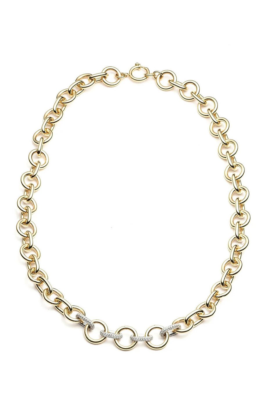 FOUNDRAE-Oversized Paved Mixed Link Chain-YELLOW GOLD