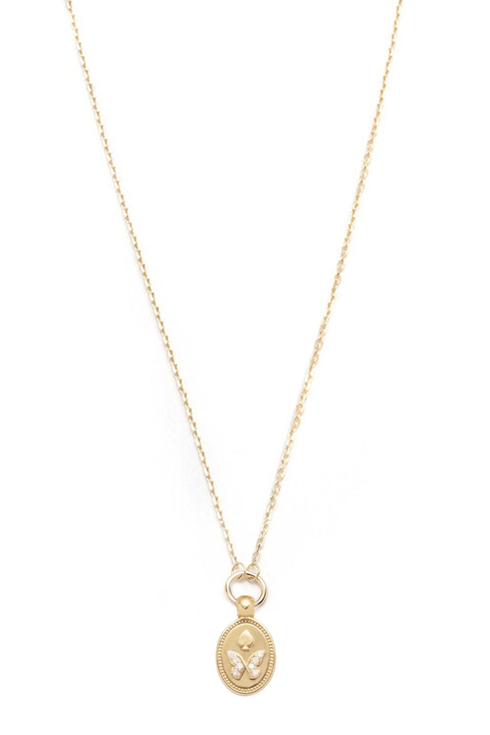 FOUNDRAE-Reverie Miniature Crest Drop Necklace-YELLOW GOLD