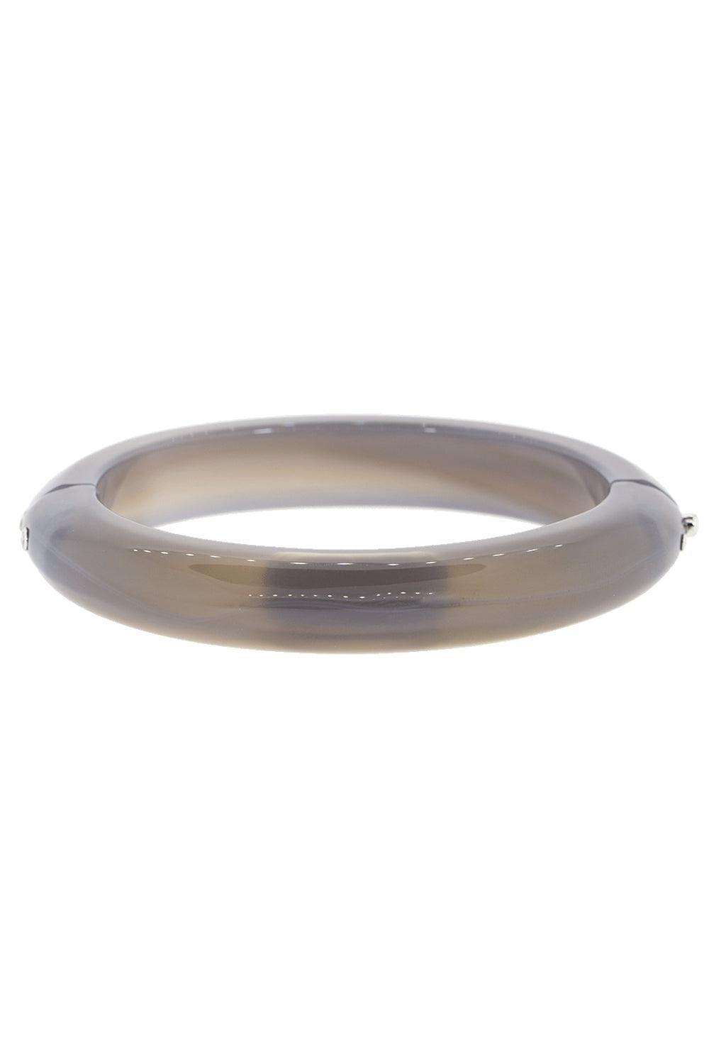 FRED LEIGHTON-Grey Chalcedony Diamond Line Bangle Bracelet-WHITE GOLD