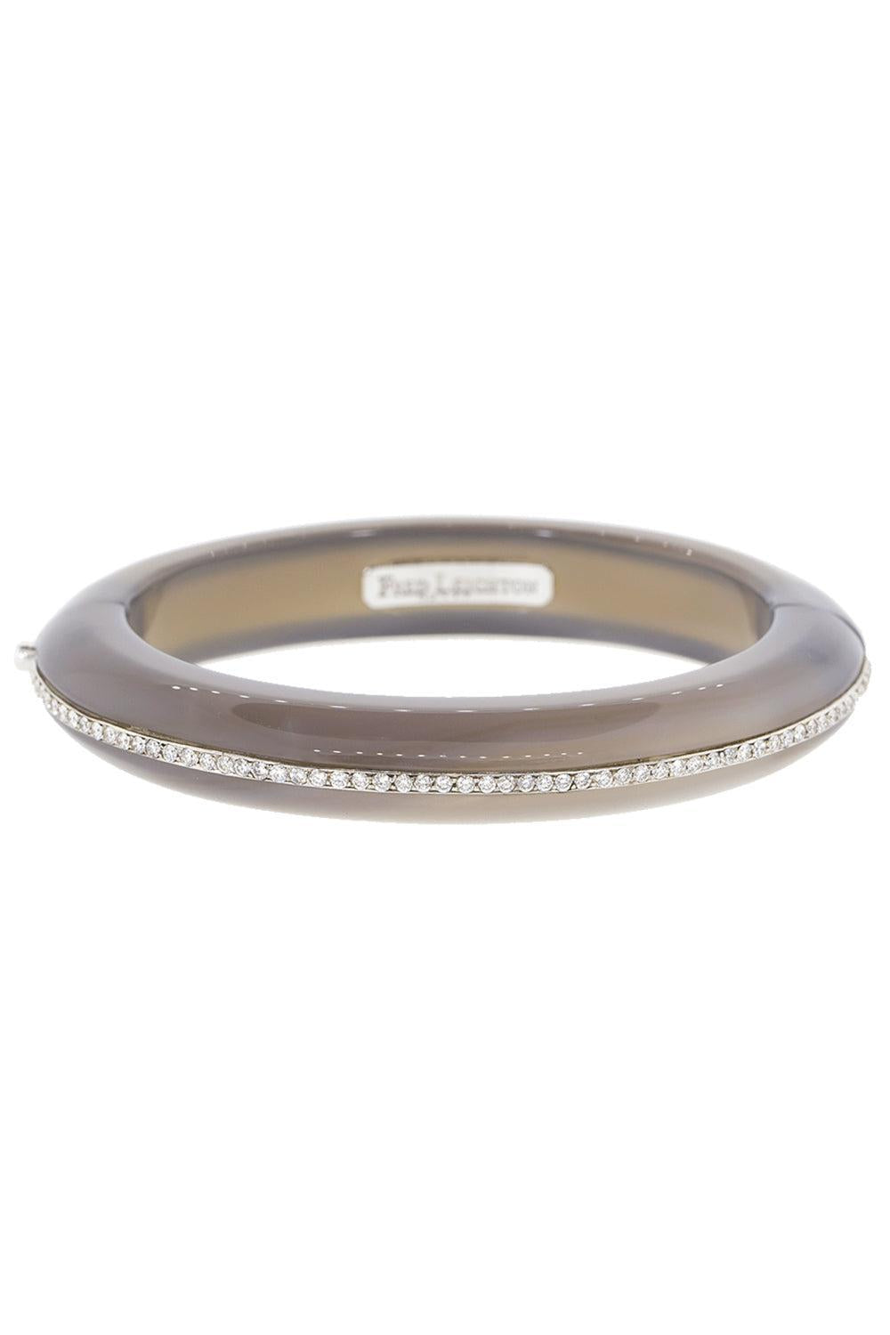 FRED LEIGHTON-Grey Chalcedony Diamond Line Bangle Bracelet-WHITE GOLD