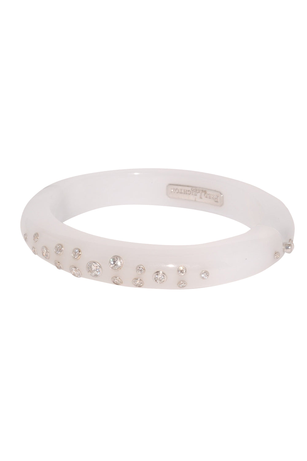 White Chalcedony Bezeled Diamond
 Constellation Bangle-WHITE GOLD-JEWELRYFINE JEWELBRACELET O-FRED LEIGHTON