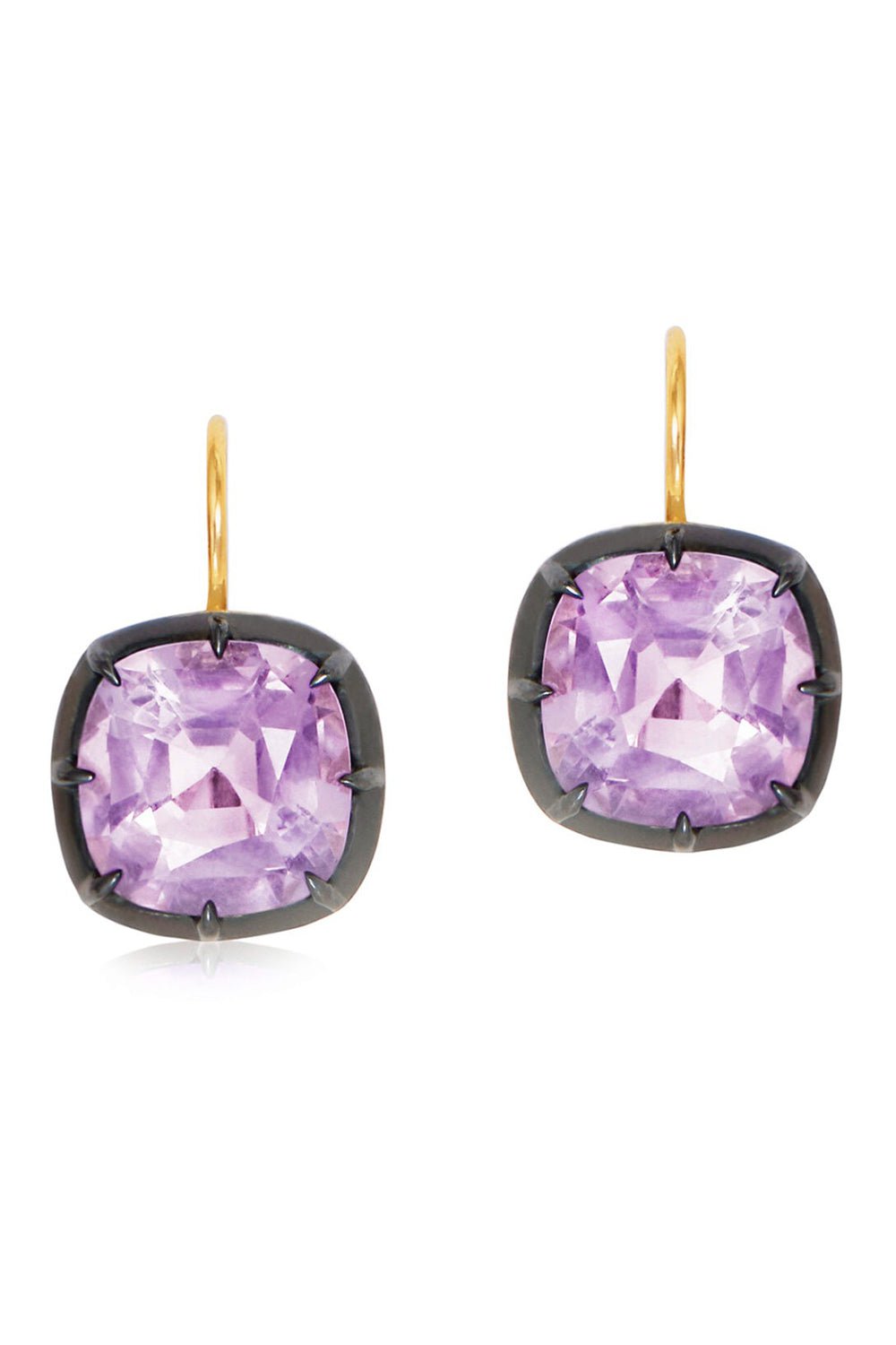 FRED LEIGHTON-Collet Kunzite Drop Earrings-YELLOW GOLD