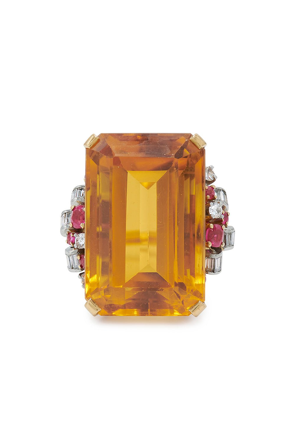 FRED LEIGHTON-Retro Citrine Ring-YELLOW GOLD