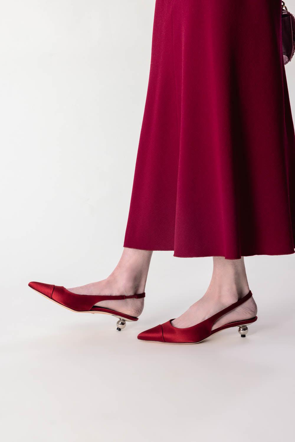 GIAMBATTISTA VALLI-Slingback Heel - Ruby Crystal-