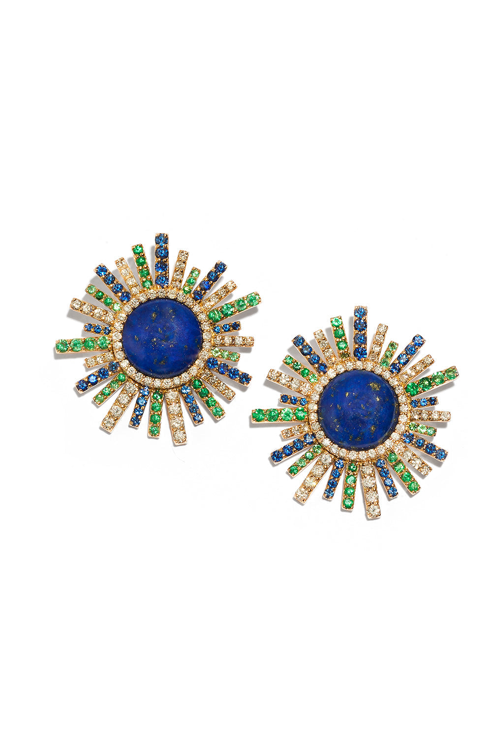 Lapis Sun Ray Earrings-YELLOW GOLD-JEWELRYFINE JEWELEARRING-GRACE WINFREY